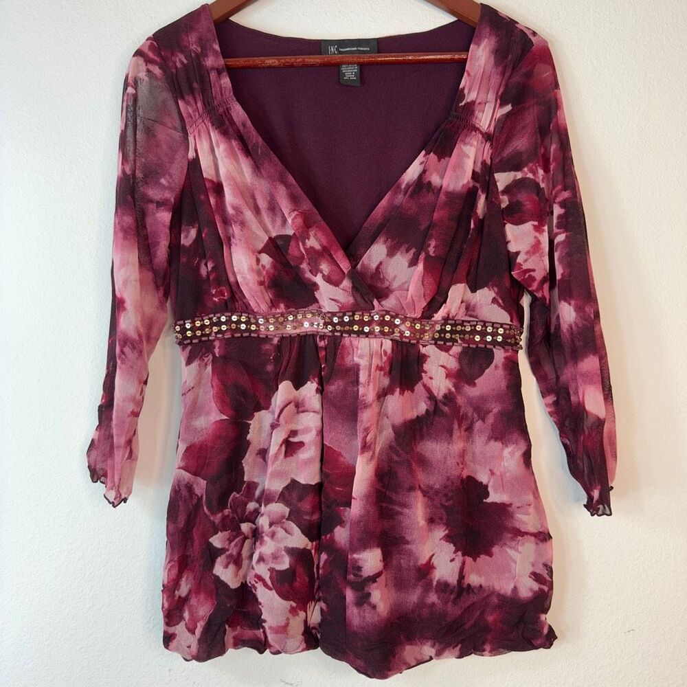 INC International Concepts‎ Y2K Floral Babydoll Top Womens Large Boho Fairycore